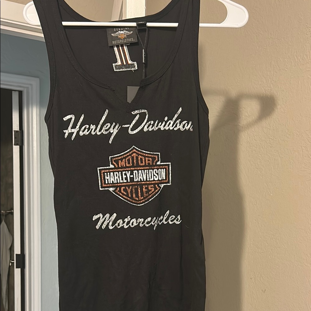 Harley-Davidson Black and Orange Tank Top